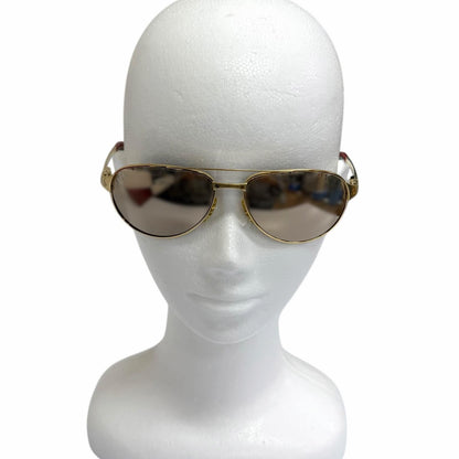 Cartier Santos Dumont Mirror Lens Two Bridge Sunglasses Gold Bordeaux Eyewear — view 3