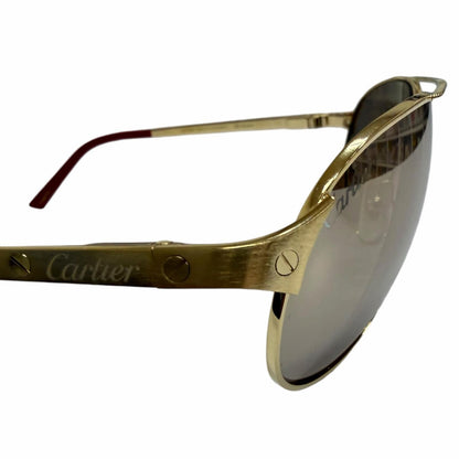 Cartier Santos Dumont Mirror Lens Two Bridge Sunglasses Gold Bordeaux Eyewear — view 7