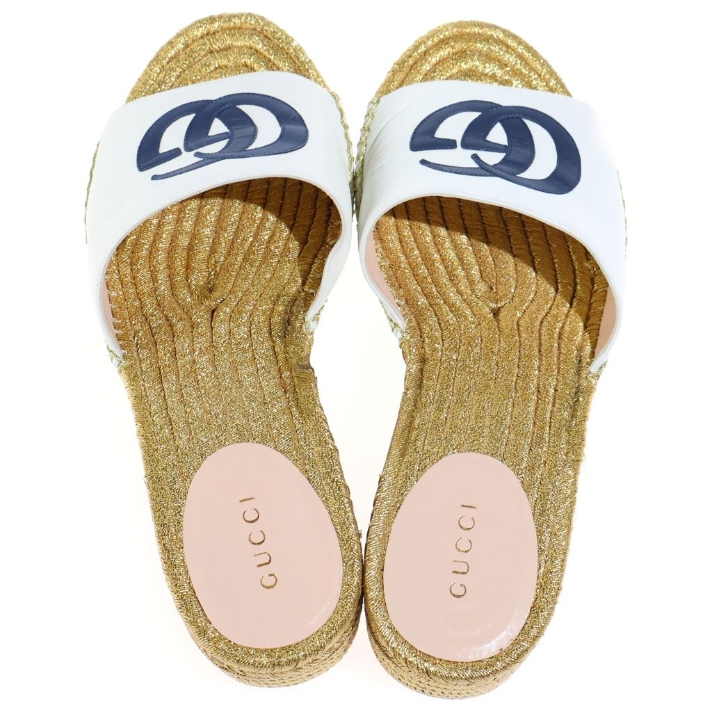 Gucci Interlocking G Sandals Gold — view 4