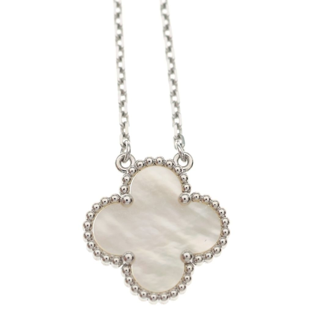 Van Cleef & Arpels Vintage Alhambra Mother of Pearl Necklace 18k White Gold — view 3