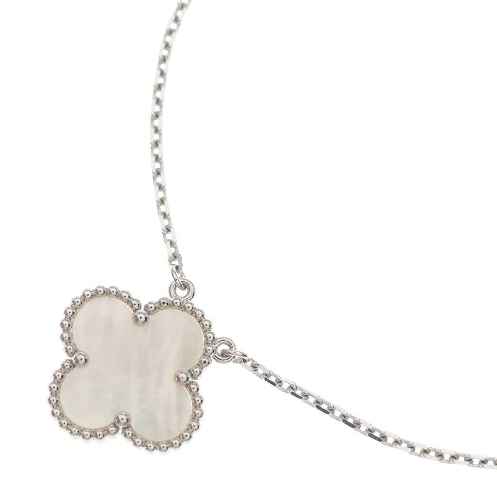Van Cleef & Arpels Vintage Alhambra Mother of Pearl Necklace 18k White Gold