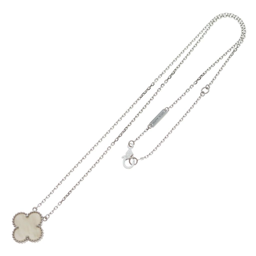 Van Cleef & Arpels Vintage Alhambra Mother of Pearl Necklace 18k White Gold — view 2