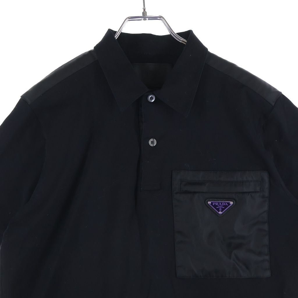 Prada Re-Nylon Front Pocket Polo Shirt Black CN 180/96 M — view 3