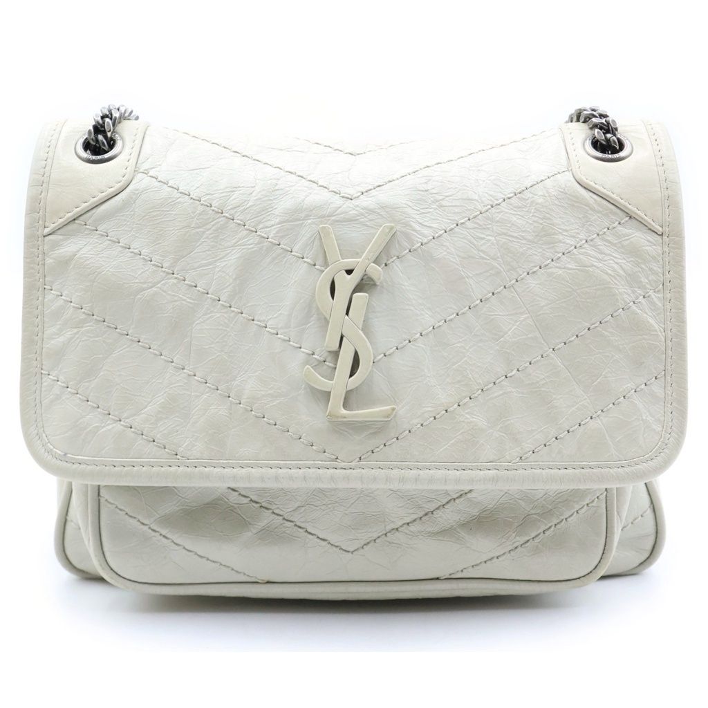 Saint Laurent Paris Niki Baby Chain Shoulder Bag Ivory Leather
