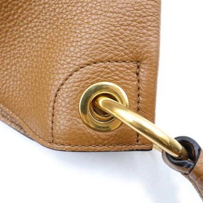 Prada Embossed Logo Bag Handbag Brown Leather — view 6