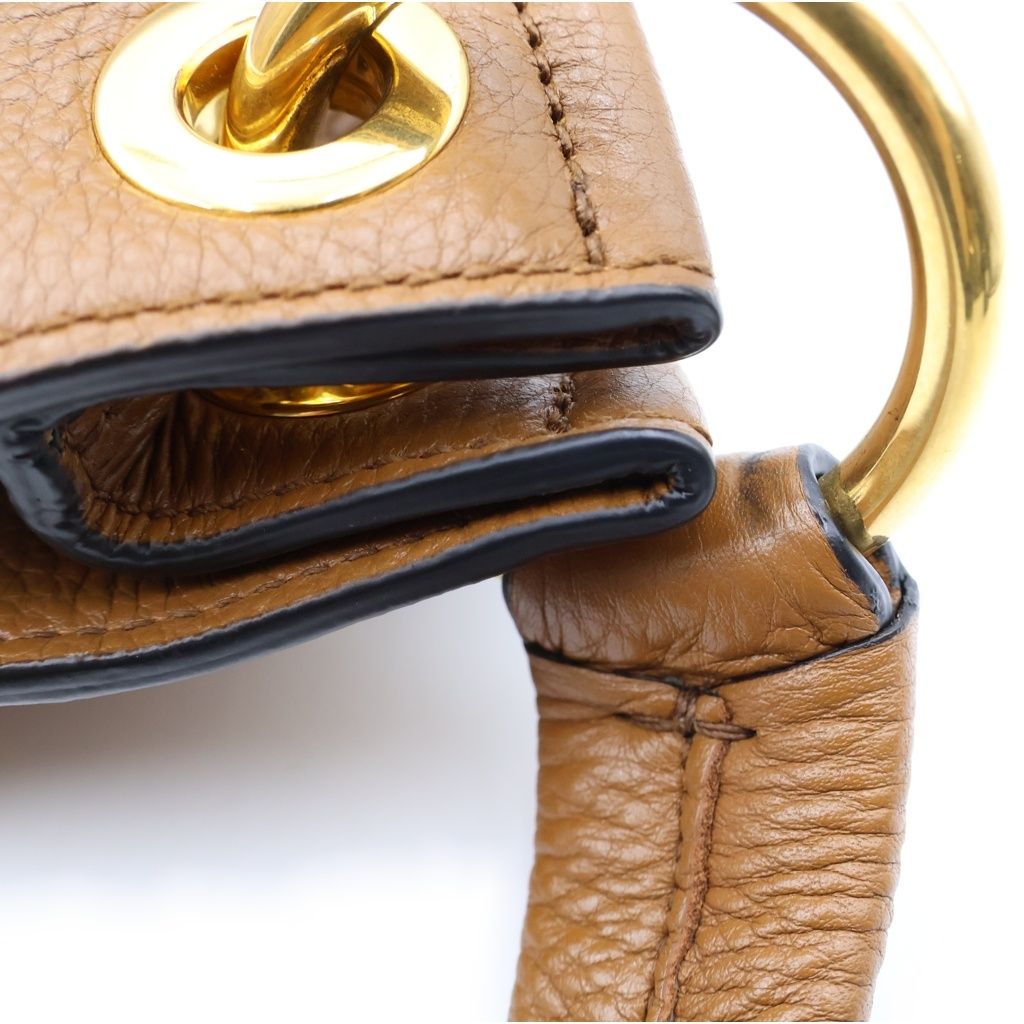 Prada Embossed Logo Bag Handbag Brown Leather — view 7