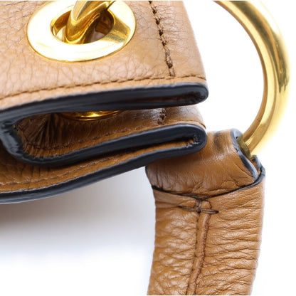 Prada Embossed Logo Bag Handbag Brown Leather — view 7
