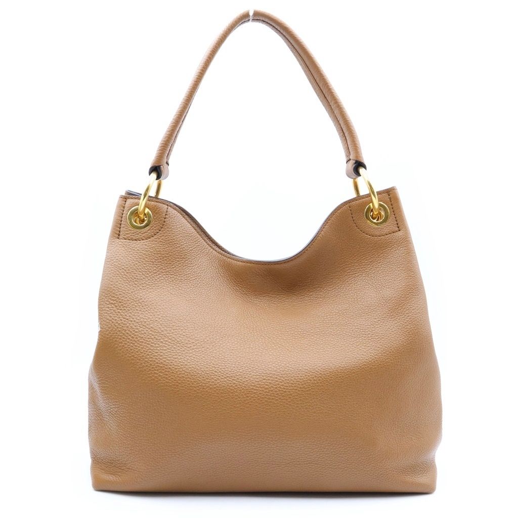 Prada Embossed Logo Bag Handbag Brown Leather — view 2