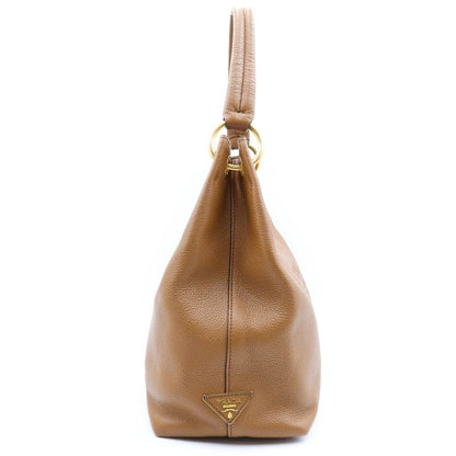 Prada Embossed Logo Bag Handbag Brown Leather — view 3