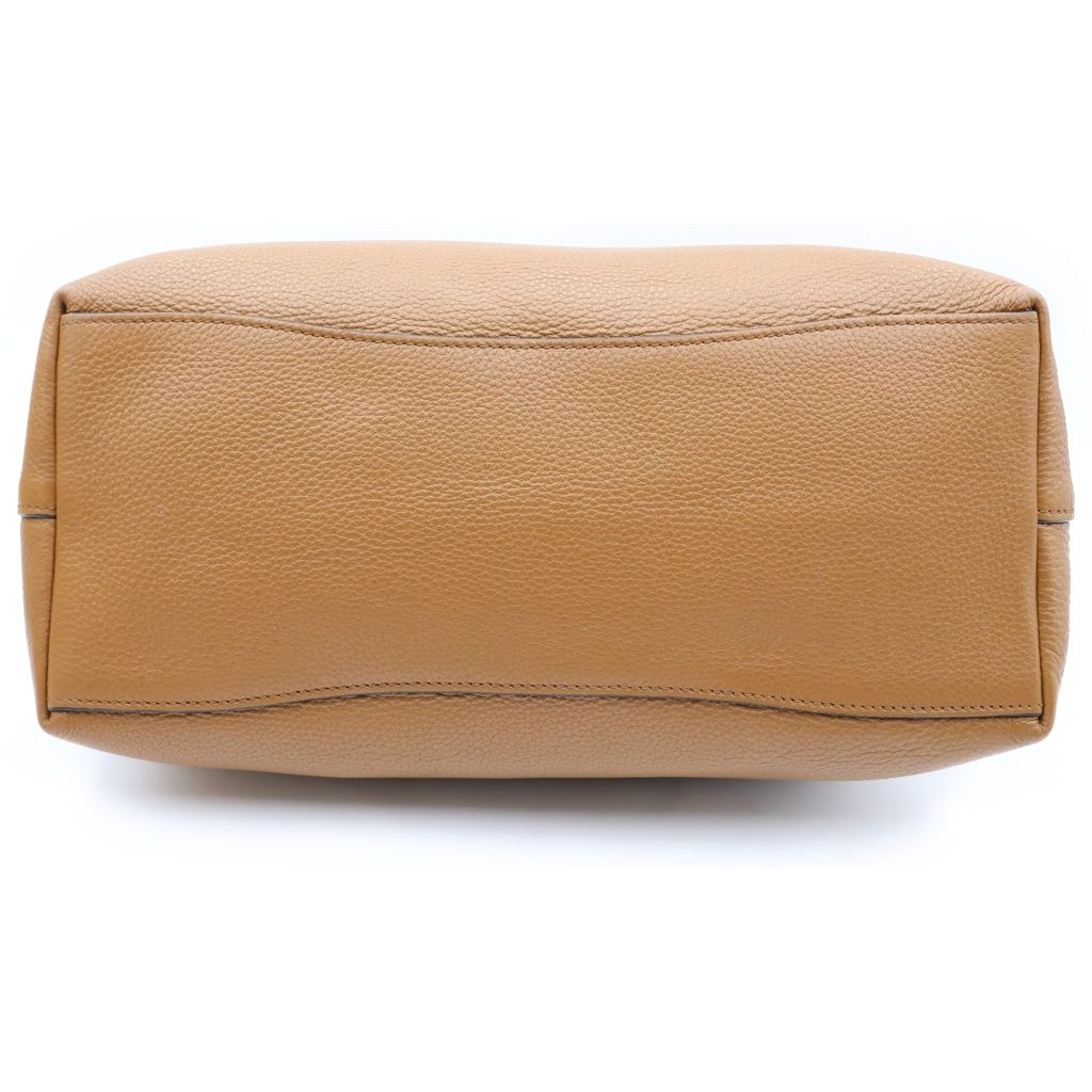 Prada Embossed Logo Bag Handbag Brown Leather — view 4