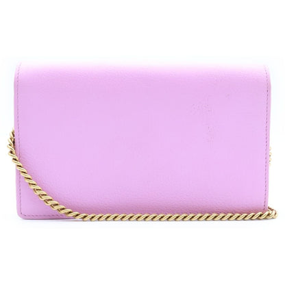 Gucci GG Marmont Bijou Chain Wallet Shoulder Bag Purple Pink Leather Gold — view 2