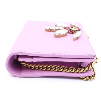 Gucci GG Marmont Bijou Chain Wallet Shoulder Bag Purple Pink Leather Gold — view 3