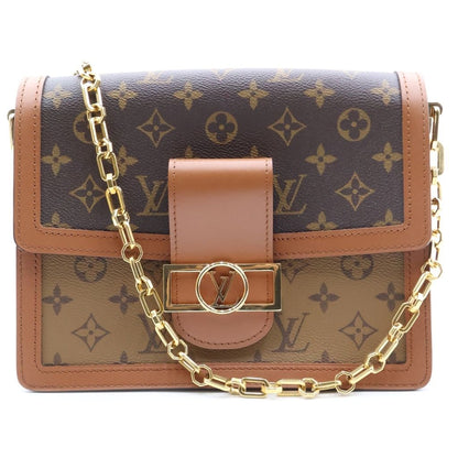 Louis Vuitton Monogram Reverse Dauphine MM Leather Chain Shoulder Bag Brown
