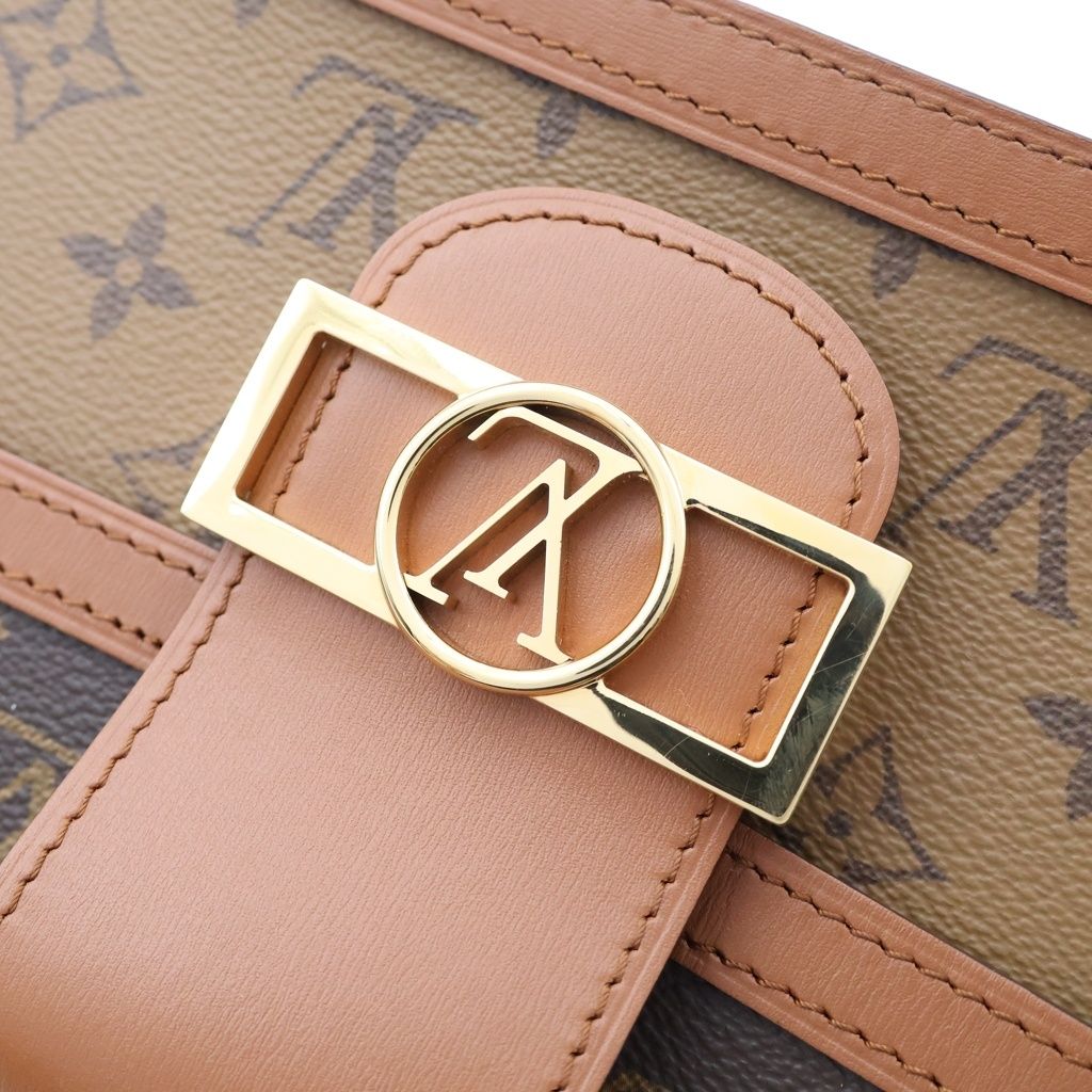 Louis Vuitton Monogram Reverse Dauphine MM Leather Chain Shoulder Bag Brown — view 7