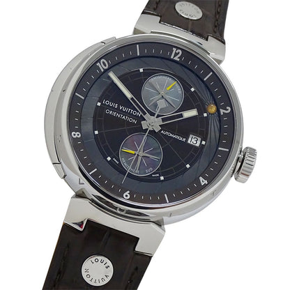Louis Vuitton Watch Tambour Orientation Date Automatic Stainless Steel Leather