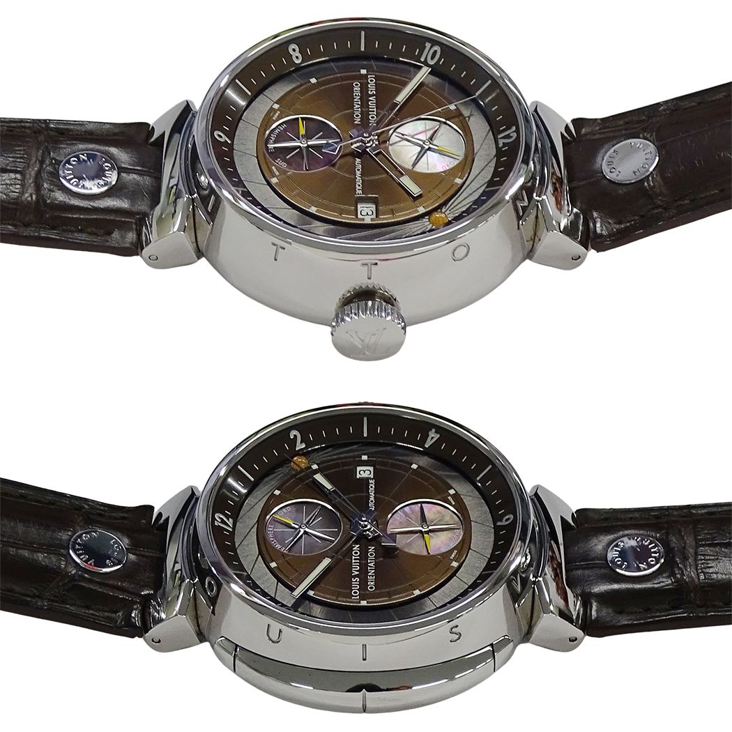 Louis Vuitton Watch Tambour Orientation Date Automatic Stainless Steel Leather — view 3