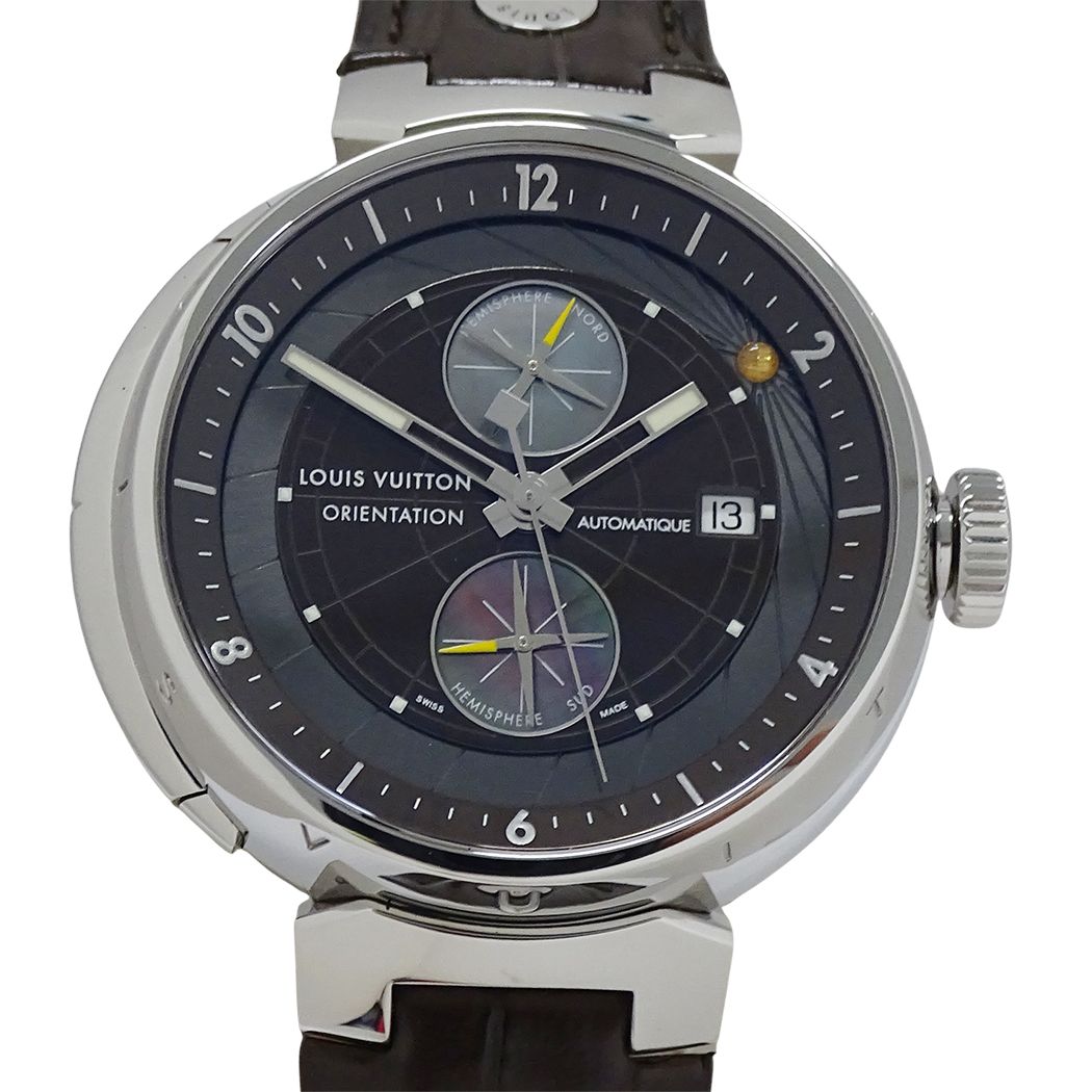 Louis Vuitton Watch Tambour Orientation Date Automatic Stainless Steel Leather — view 2