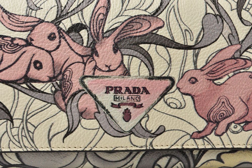 Prada Wallet James Jean Rabbit Print Gray Scarf Collaboration Art Design — view 3