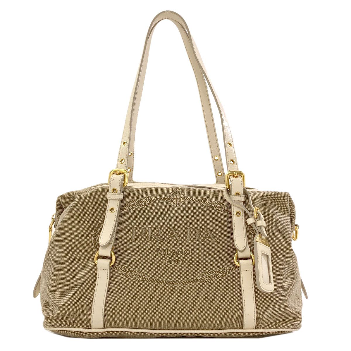 Prada Logo Tote Bag Canvas