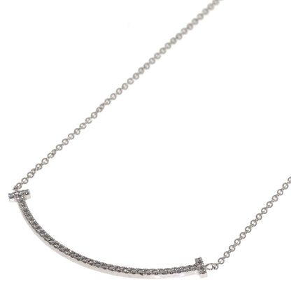 Tiffany & Co T Smile Small Diamond Necklace 18k White Gold