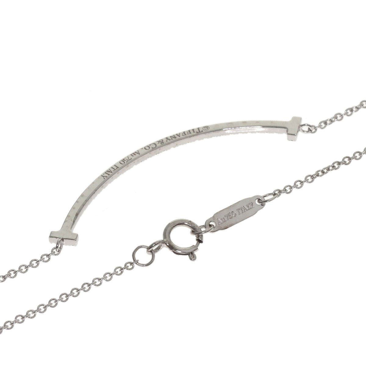 Tiffany & Co T Smile Small Diamond Necklace 18k White Gold — view 2