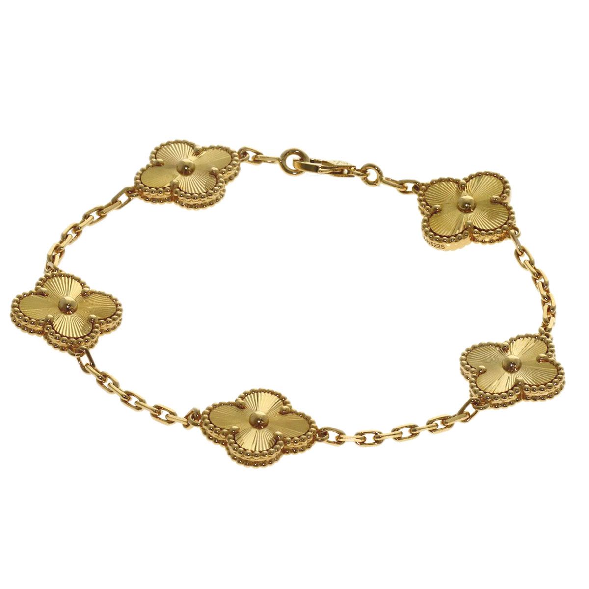 Van Cleef & Arpels Vintage Alhambra Guilloche Bracelet 18k Yellow Gold
