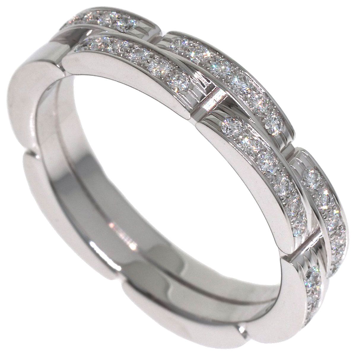 Cartier Maillon Panthere Row Diamond 55 Ring 18k White Gold