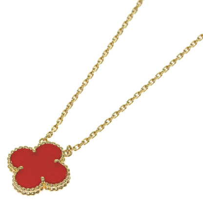 Van Cleef & Arpels Vintage Alhambra Carnelian Necklace 18k Yellow Gold