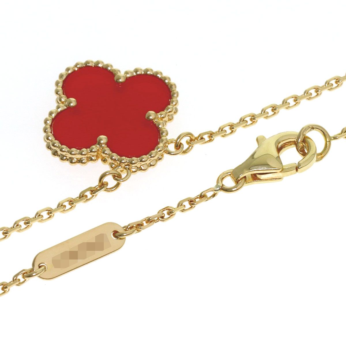 Van Cleef & Arpels Vintage Alhambra Carnelian Necklace 18k Yellow Gold — view 2