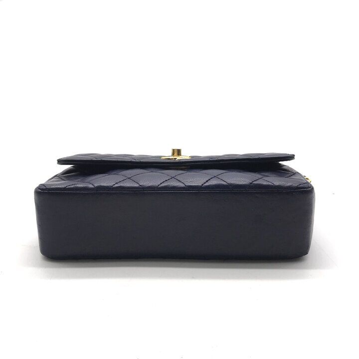 Chanel CC Logo Mini Quilted Leather Chain Shoulder Bag Vintage Navy — view 3