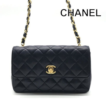 Chanel CC Logo Mini Quilted Leather Chain Shoulder Bag Vintage Navy