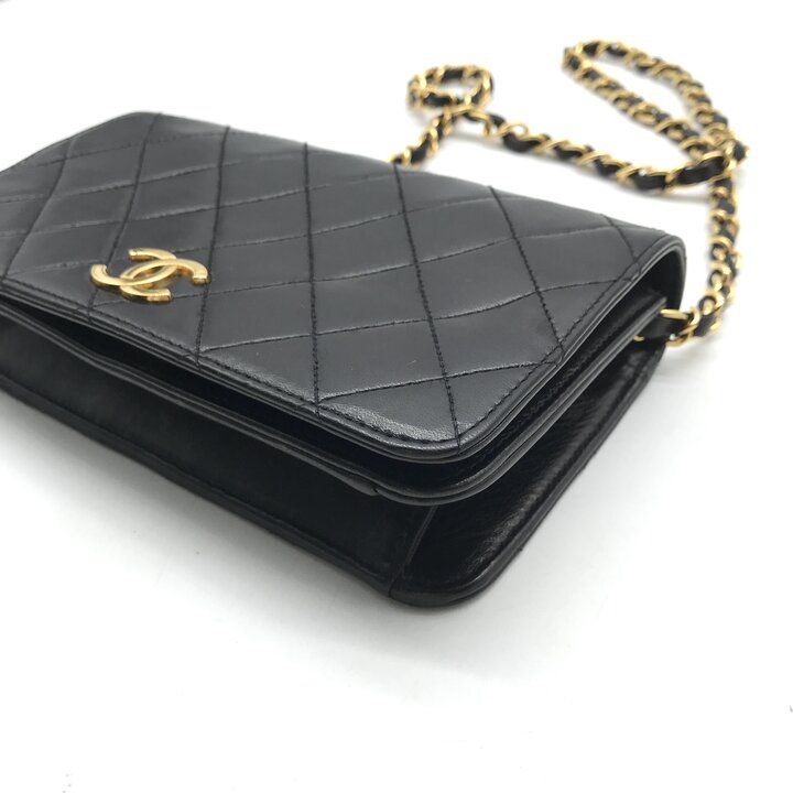 Chanel CC Logo Mini Quilted Leather Chain Shoulder Bag Vintage Black — view 5