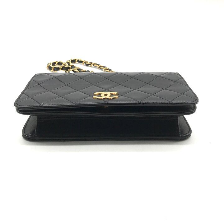Chanel CC Logo Mini Quilted Leather Chain Shoulder Bag Vintage Black — view 3