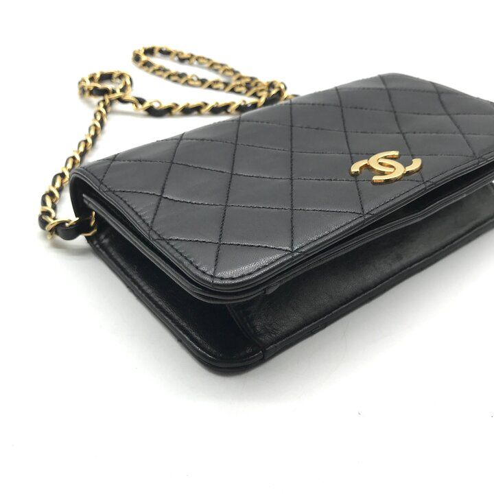 Chanel CC Logo Mini Quilted Leather Chain Shoulder Bag Vintage Black — view 4
