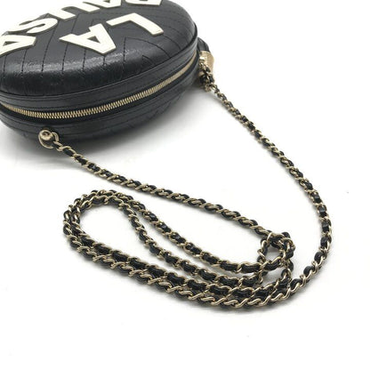 Chanel la Pausa CC Logo Fringe V-stitch Chain Shoulder Bag Leather Black — view 7
