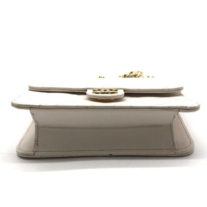 Chanel CC Logo Mini Quilted Chain Shoulder Bag Crossbody Leather White — view 3