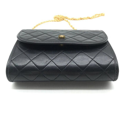 Chanel CC Logo Mini Quilted Push Lock Leather Chain Shoulder Bag Black — view 3