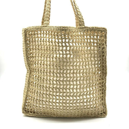 Prada Raffia Clochette Triangle Logo Viscose Basket Tote Bag Beige — view 3