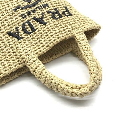 Prada Raffia Clochette Logo Viscose Basket Bag Hand Bag Beige Bag — view 7