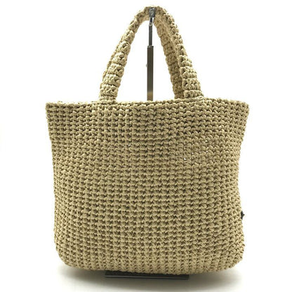 Prada Raffia Clochette Logo Viscose Basket Bag Hand Bag Beige Bag — view 3