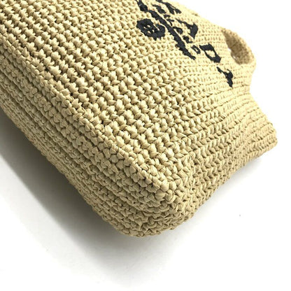 Prada Raffia Clochette Logo Viscose Basket Bag Hand Bag Beige Bag — view 5