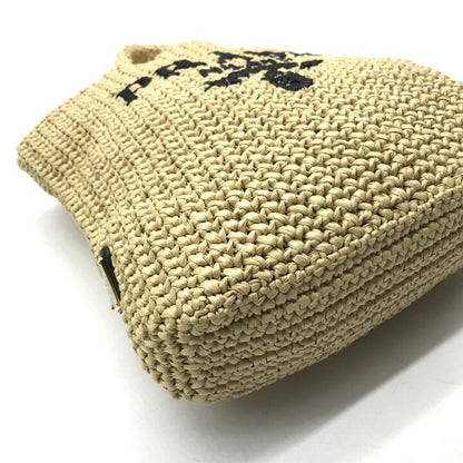 Prada Raffia Clochette Logo Viscose Basket Bag Hand Bag Beige Bag — view 6