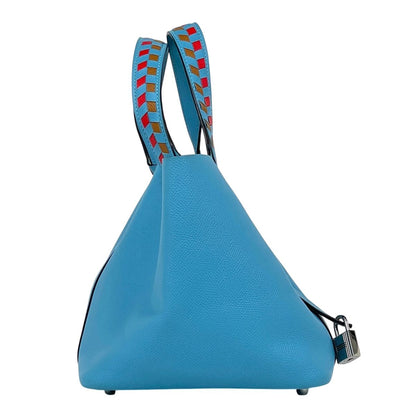 Hermes Picotin Lock PM Tresage Mini Bag Veau Epsom Blue Nord — view 4