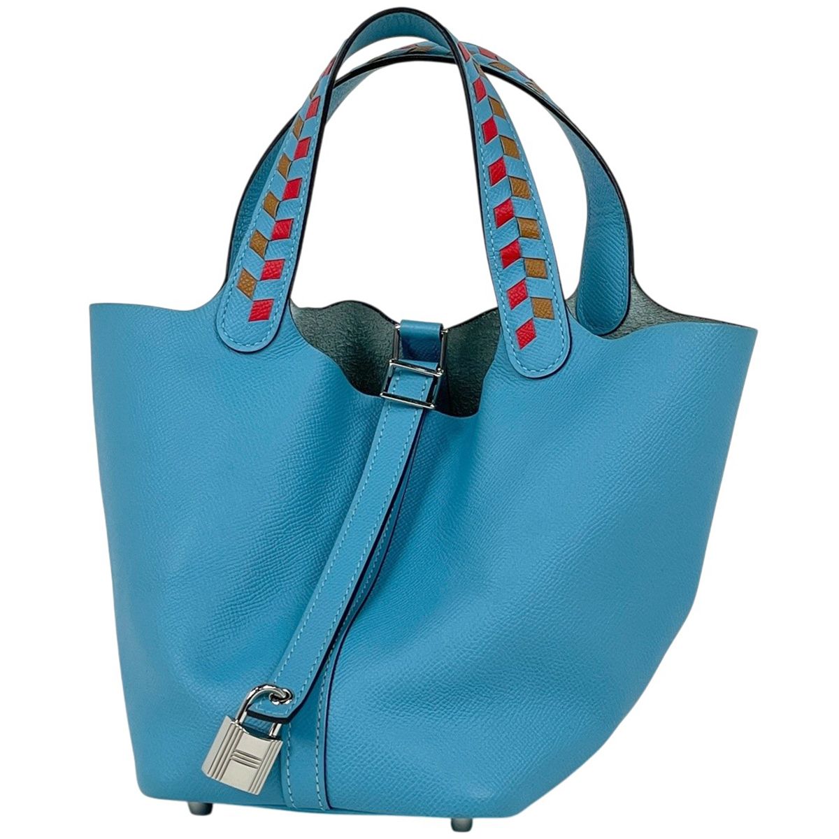 Hermes Picotin Lock PM Tresage Mini Bag Veau Epsom Blue Nord