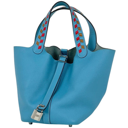 Hermes Picotin Lock PM Tresage Mini Bag Veau Epsom Blue Nord