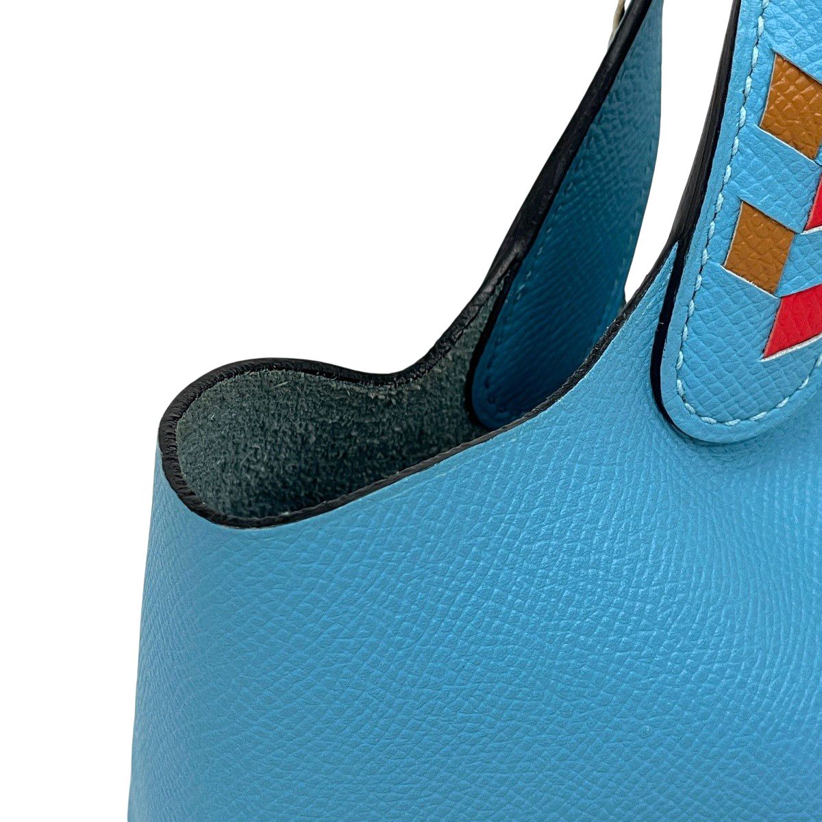 Hermes Picotin Lock PM Tresage Mini Bag Veau Epsom Blue Nord — view 7