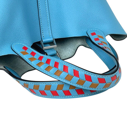 Hermes Picotin Lock PM Tresage Mini Bag Veau Epsom Blue Nord — view 8
