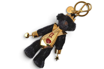 Prada Key Ring Key Holder Bear Trick Lucky Star Robot Black Gold