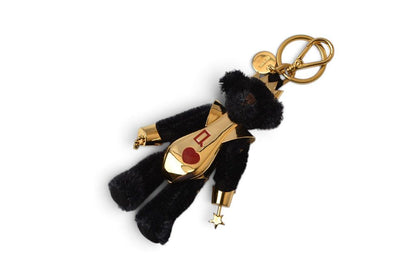 Prada Key Ring Key Holder Bear Trick Lucky Star Robot Black Gold — view 3