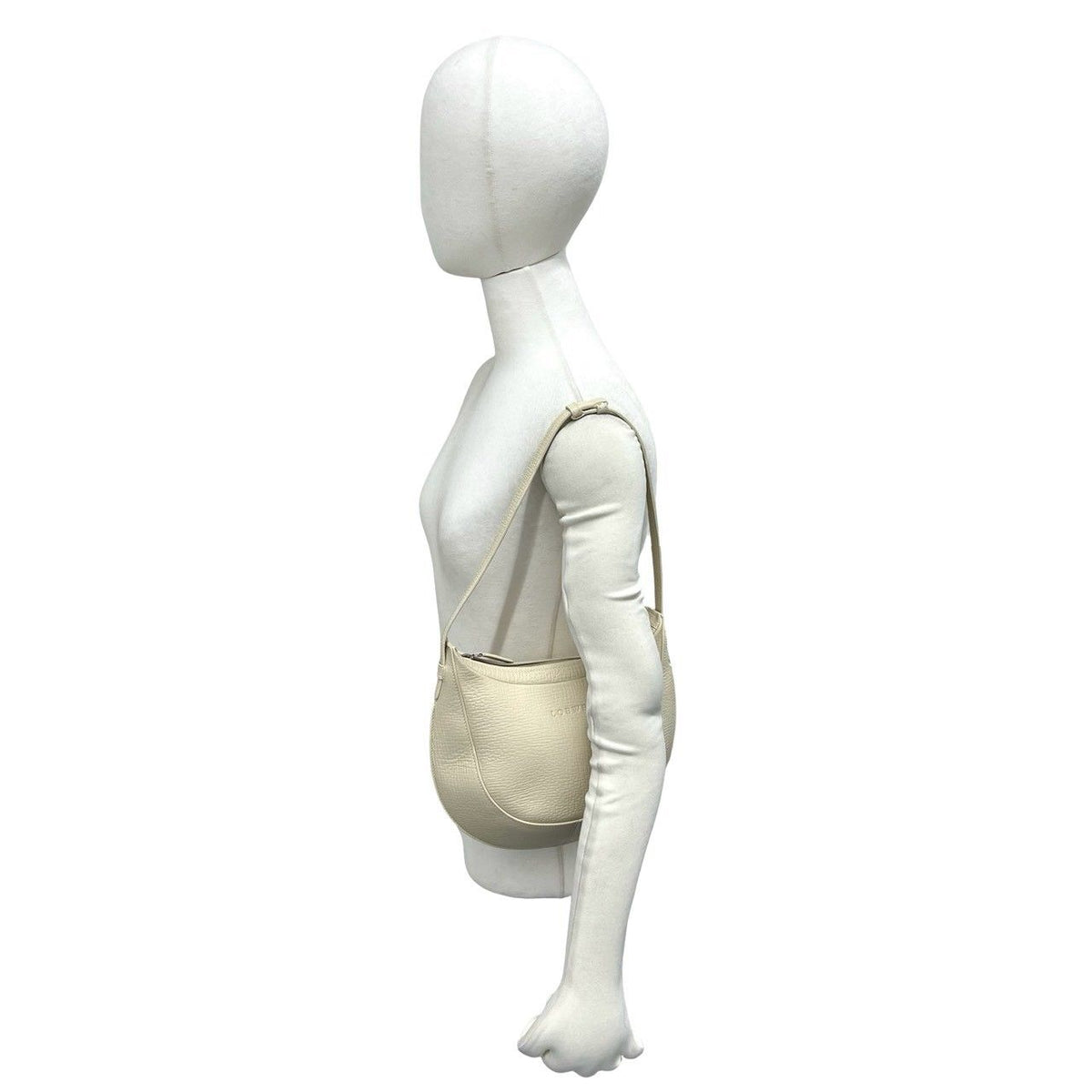 Loewe Vintage Logo Stamp Leather Shoulder Bag Ivory — view 2